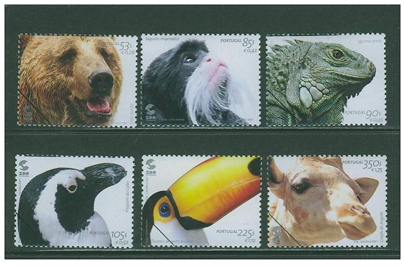 SPE0135 Specimen Zoo Ours Singe Tamarin Iguane Manchot Toucan Girafe 2502 à 2507 Portugal 2001 Neuf ** - Unused Stamps