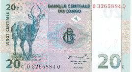 CONGO  20 Centimes Du 01/11/1997  Pick83a   ***BILLET  NEUF *** - Non Classificati