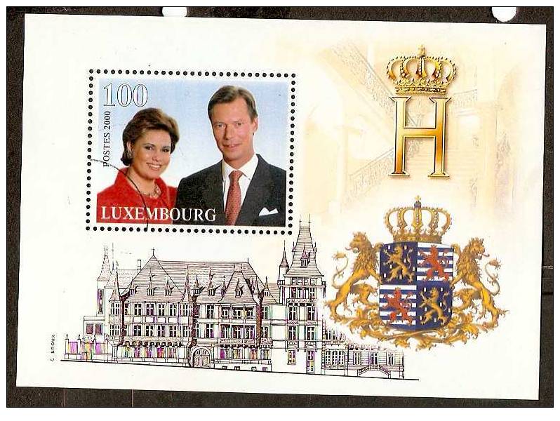 LUXEMBOURG 2000 FAMOUS PEOPLE, KING HENERI & QUEEN MARIA TERESA MESTRE, COAT OF ARMS, PALACE "SPECIMEN" S/s MNH# 5361 - Used Stamps