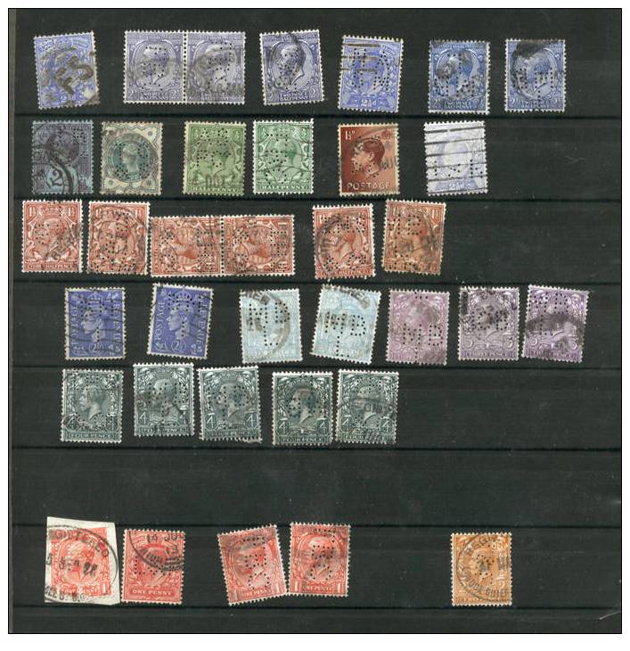 PERFORéS/PERFINS/PERFURADOS/PERFORATIS  36 TIMBRES  Stamps DE GREAT BRITAIN UNITED KINGDOM - Perfins