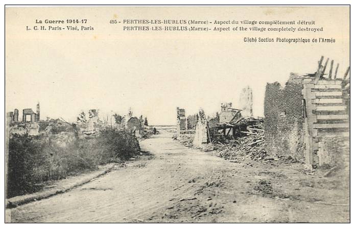 51 - SOUAIN - LA GRANDE GUERRE 1914-18 - Aspect Du VILLAGE De PERTHES Les HURLUS Complètement Détruit - - Souain-Perthes-lès-Hurlus