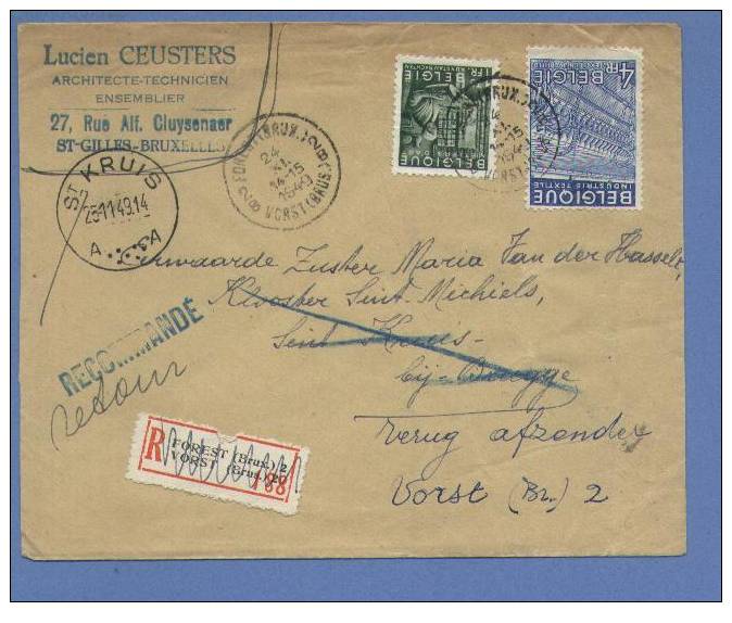 768+771 Op Aangetekende Brief Met Stempel VORST(BRUS.) Op 24/11/49 Naar St-KRUIS - 1948 Export