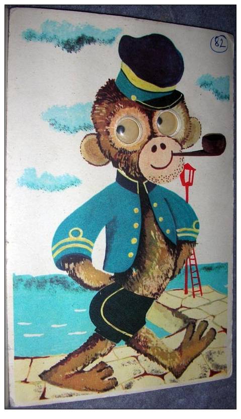 Monkey With"moving" Eyes,sailor, Smoking Pipe, Postcard - Scimmie