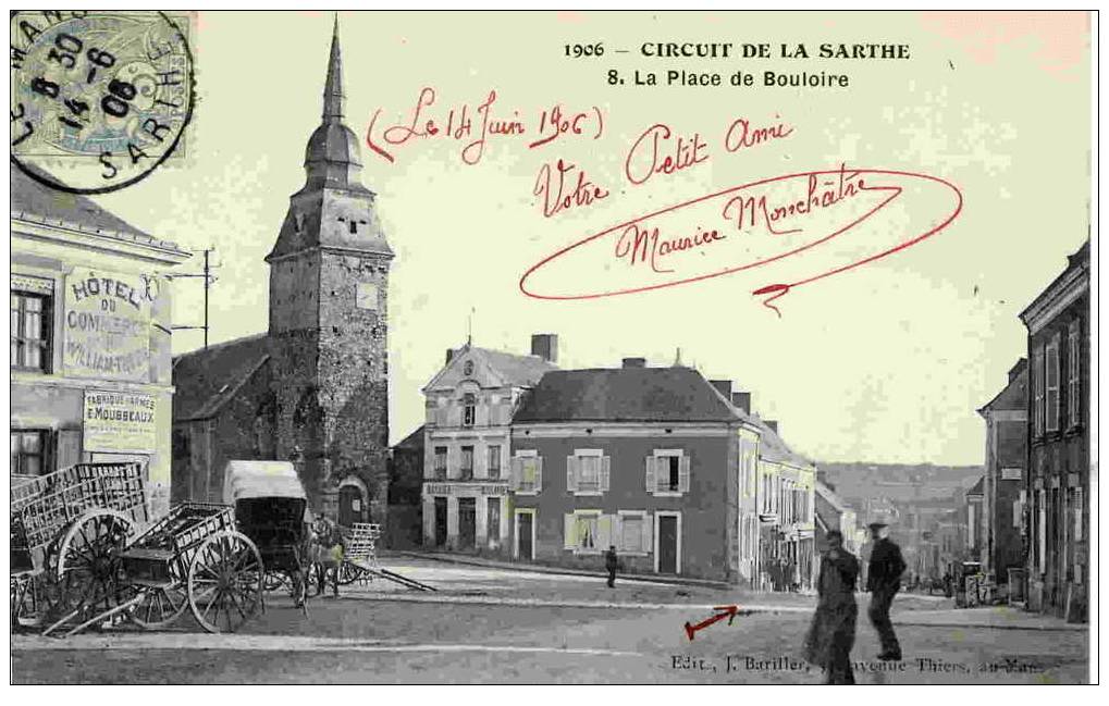 1906 - CIRCUIT DE LA SARTHE - La Place De Bouloire - Bouloire