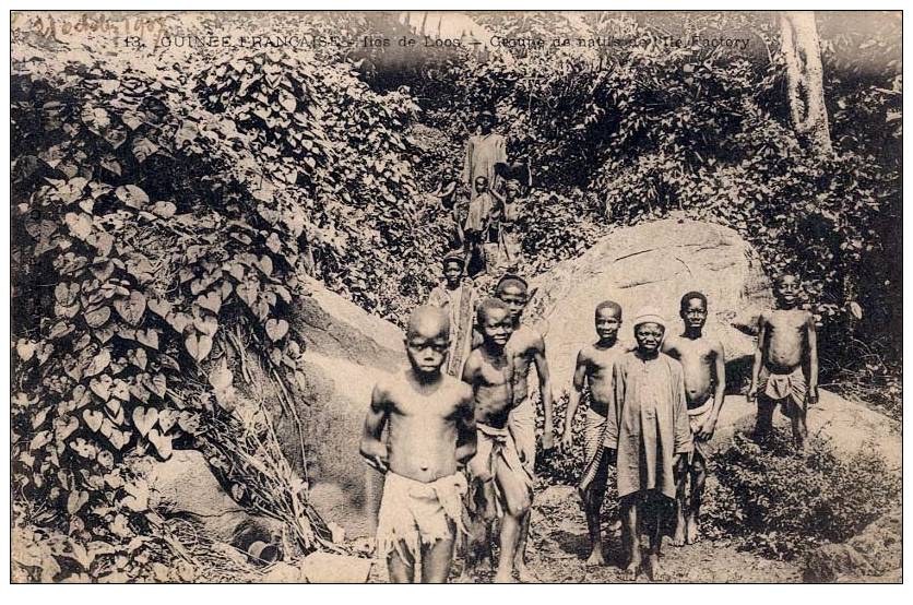 GUINÉE FRANÇAISE - ÎLE DE LOOS - GROUPE DE NATIFS De L' ÎLE FACTORY - CARTE VOYAGÉE En 1907 (y-923) - Guinea