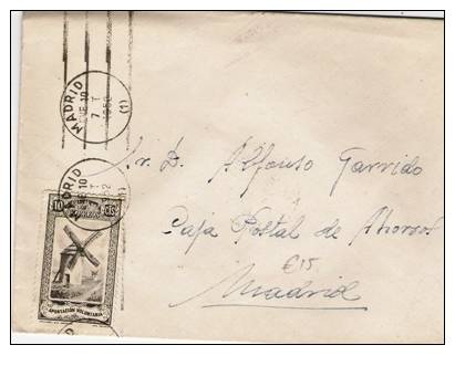 Ep279 / - SPANIEN -1952 – Windmühlen (Postspende) Auf Inlandbrief (Windmill, Moulin A Vent) - Briefe U. Dokumente