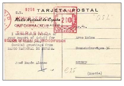 Ep304 /- SPANIEN - Radio National “QSL”-Bild-Karte – 1957 – Mit Offiz. Freistempel - Briefe U. Dokumente