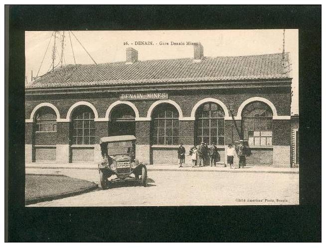 Denain - Gare Denain Mines ( Animée Automobile Années 1930 Cliché Américan Photo N°26) - Denain