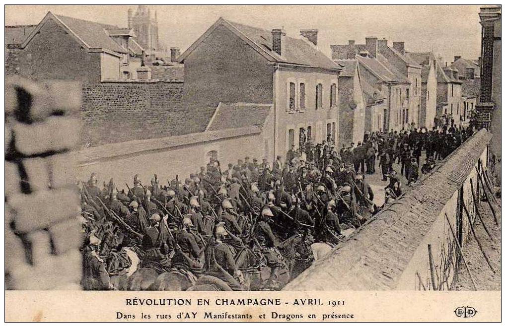 51 AY CHAMPAGNE Manifestations Vignerons, Revolution, 04-1911, Manifestants Et Dragons, Trés Animée Ed ELD, 1911 - Ay En Champagne