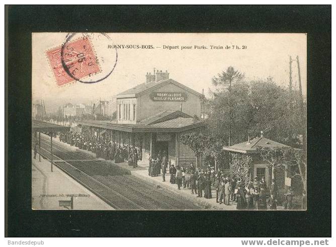 Rosny Sous Bois - Départ Pour Paris - Train De 7h20 ( Gare Chemin De Fer Très Animée JAROUSSE Lib. Pap. ) - Rosny Sous Bois