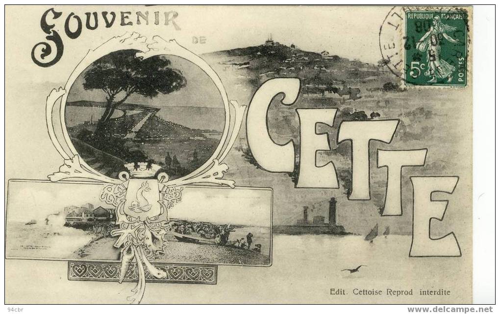 CPA BE DE CETTE -  Souvenir De Cette - Sete (Cette)