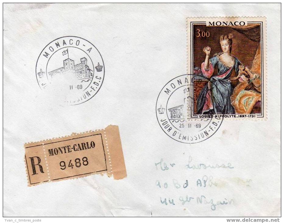 MONACO LETTRE LOUISE HIPPOLYTE - Postmarks