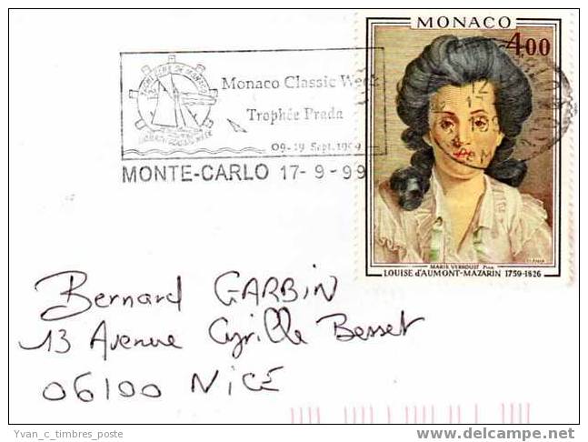 MONACO LETTRE LOUISE D AUMONT MAZARIN - Postmarks