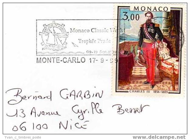 MONACO LETTRE CHARLES III - Marcofilie