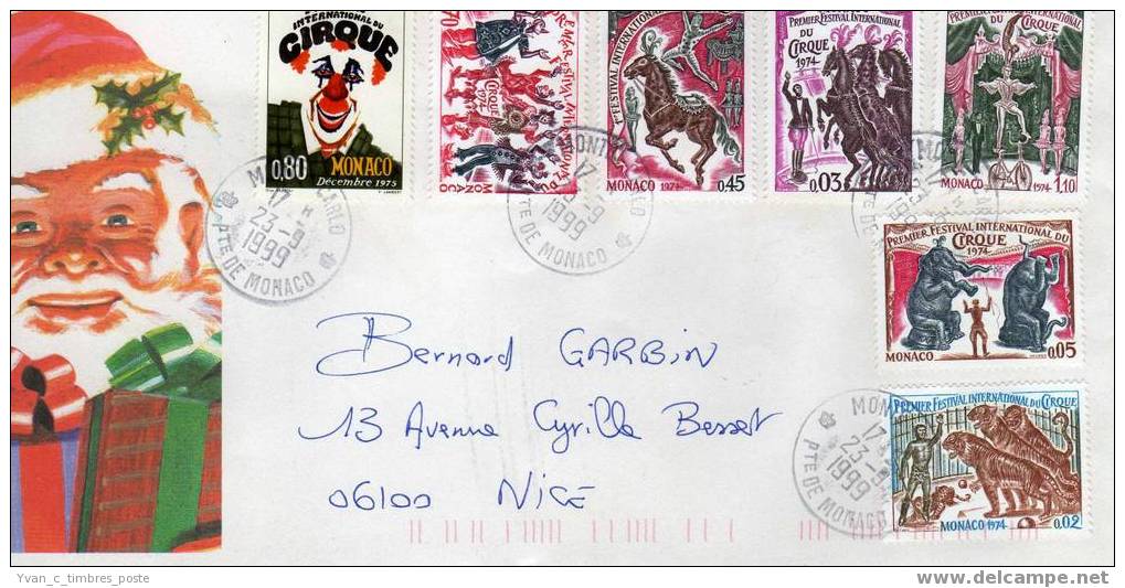 MONACO LETTRE FESTIVAL INTERNATIONAL DU CIRQUE - Postmarks