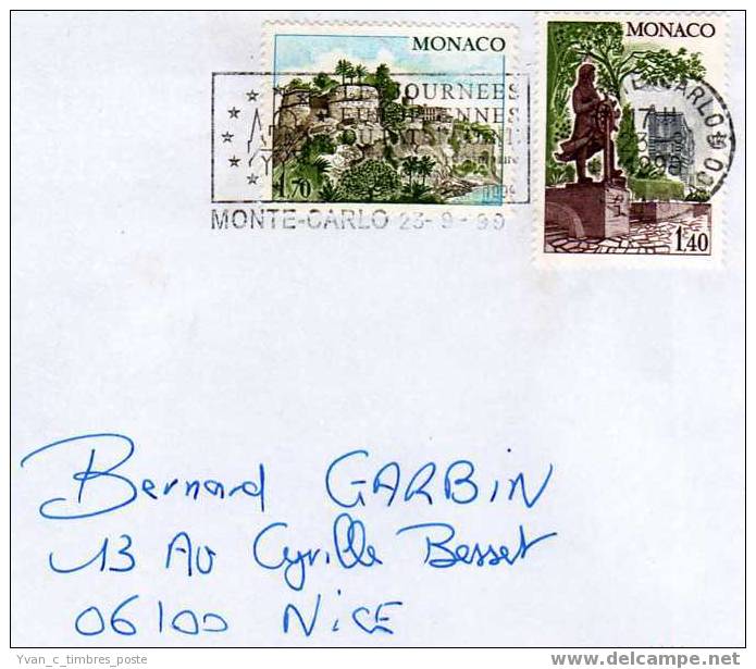 MONACO LETTRE PALAIS PRINCIER / MUSEE OCEANOGRAPHIQUE - Postmarks