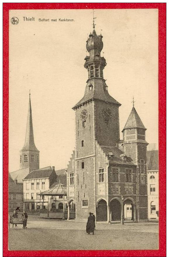 POSTKAART  TIELT   BELFORT MET KERKTOREN - Tielt