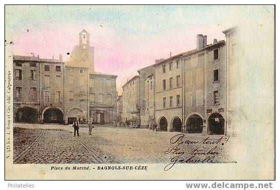 BAGNOLS SUR CEZE  PLACE DU MARCHE 1905 - Bagnols-sur-Cèze