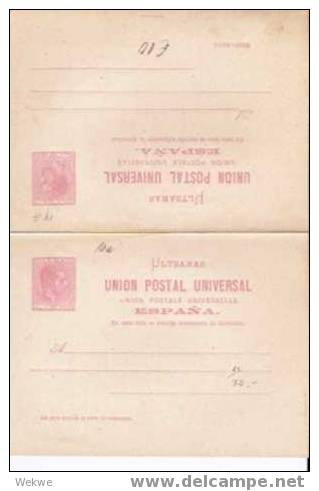Spc004/ Alfonso XII – Auf Ganzsache, Doppelkarte, Ungebraucht, Ascher 14 A - Cuba (1874-1898)