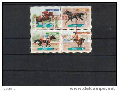 Mini Sheet - Feuillet Miniature / Horse Bloc Of 4 - Blokken & Velletjes