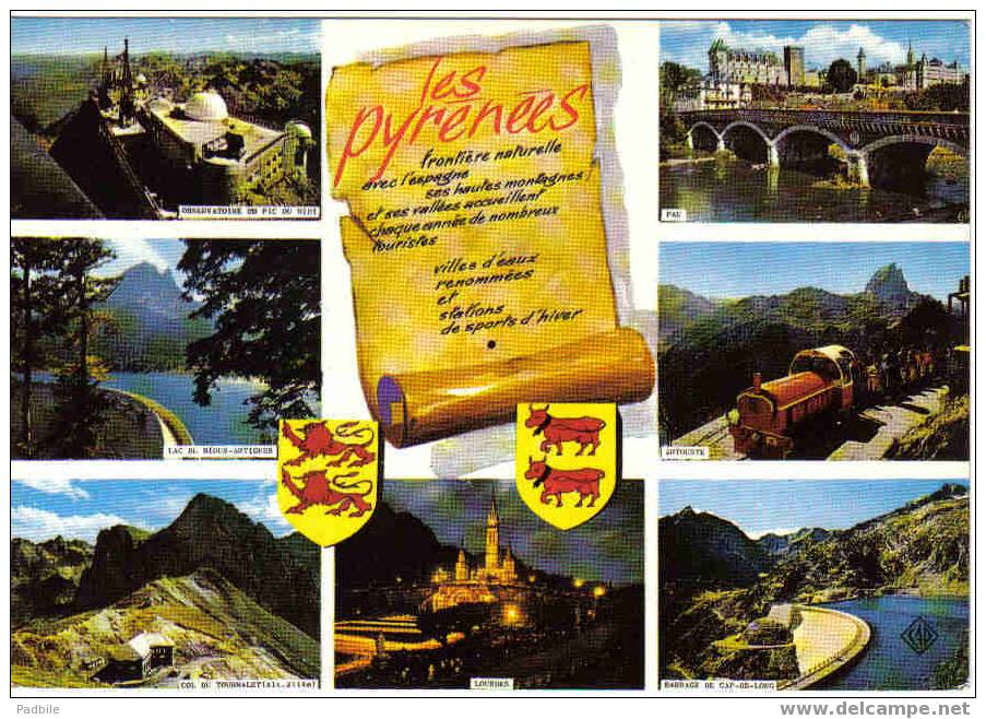 Carte Postale Des Pyrénées - L´observatoire, Le Barrage, Lac Et Col, Train Touristique - Midi-Pyrénées