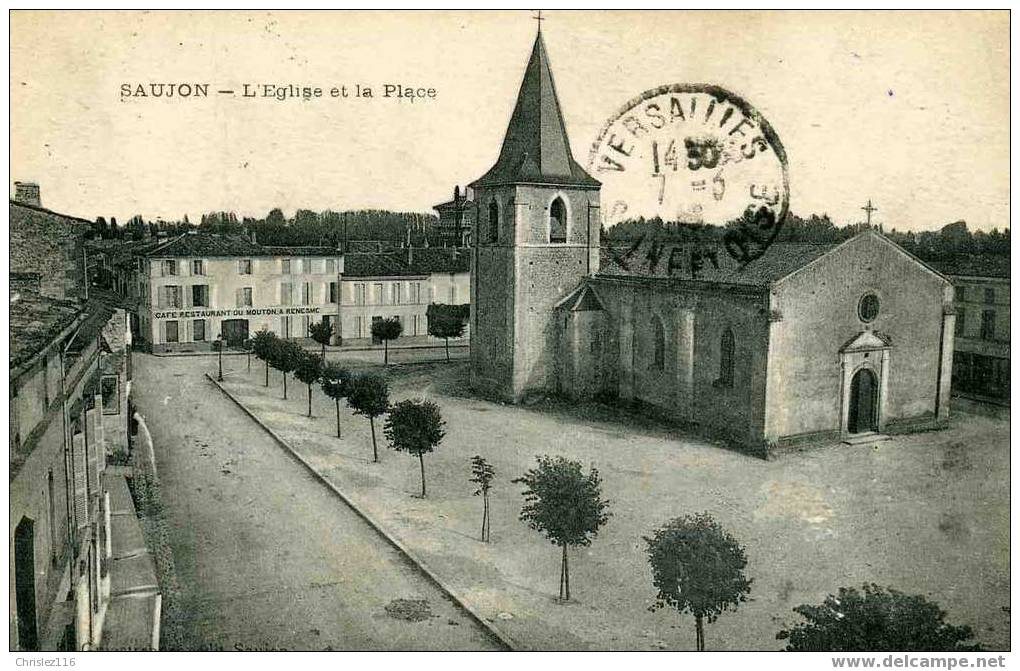 17 SAUJON Eglise Et Place  Beau Plan  1916 - Saujon