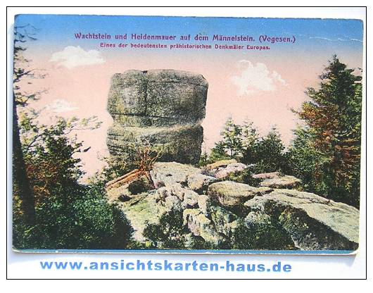 D 4358 - Wachtstein Und Heidenmauer Auf Dem Männelstein (Vogesen) - CAk, Alt Gelaufen - Dolmen & Menhire