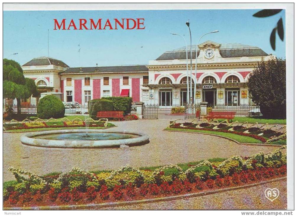 SUPERBE CPM... DE... MARMANDE... LA GARE ET SON SQUARE FLEURI... - Marmande