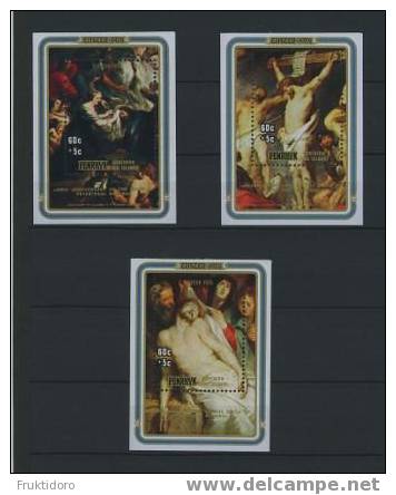 Penrhyn Northern Cook Islands Mi Blocks 8-10 The Climb To Calvary - The Crucifixion - Lamentations - Rubens ** 1978 - Islas Cook