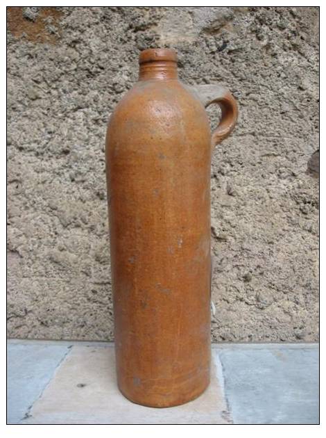 Bouteille Terre Cuite 1litre Ancienne - Art Populaire