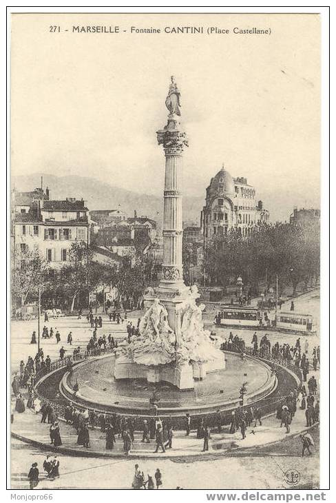 Reproduction CPA – Marseille – Fontaine Cantini (Place Castellane) - Castellane, Prado, Menpenti, Rouet