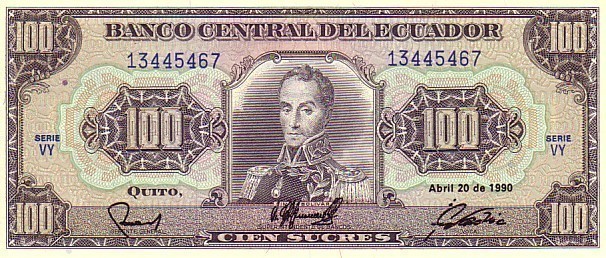 EQUATEUR    100 Sucres   Daté Du 20-04-1990   Pick 123     ***** BILLET  NEUF ***** - Equateur