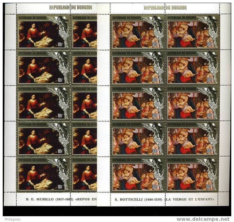 BURUNDI NOEL XtMas 1984 **  Peintures  Petit Feuillet De 10  Kleinbogen ++  C.V.  280 Euros - Unused Stamps