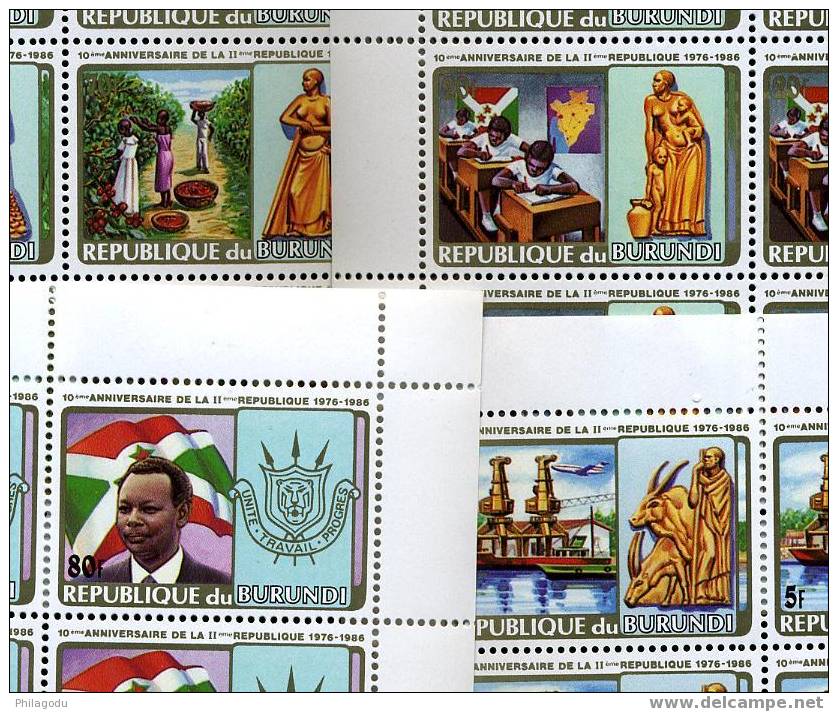 CAFE  EDUCATION  TRANSPORT FLUVIAL BURUNDI 1986 NON EMIS    Catalogue 700 Euros  Never Issued - Unused Stamps