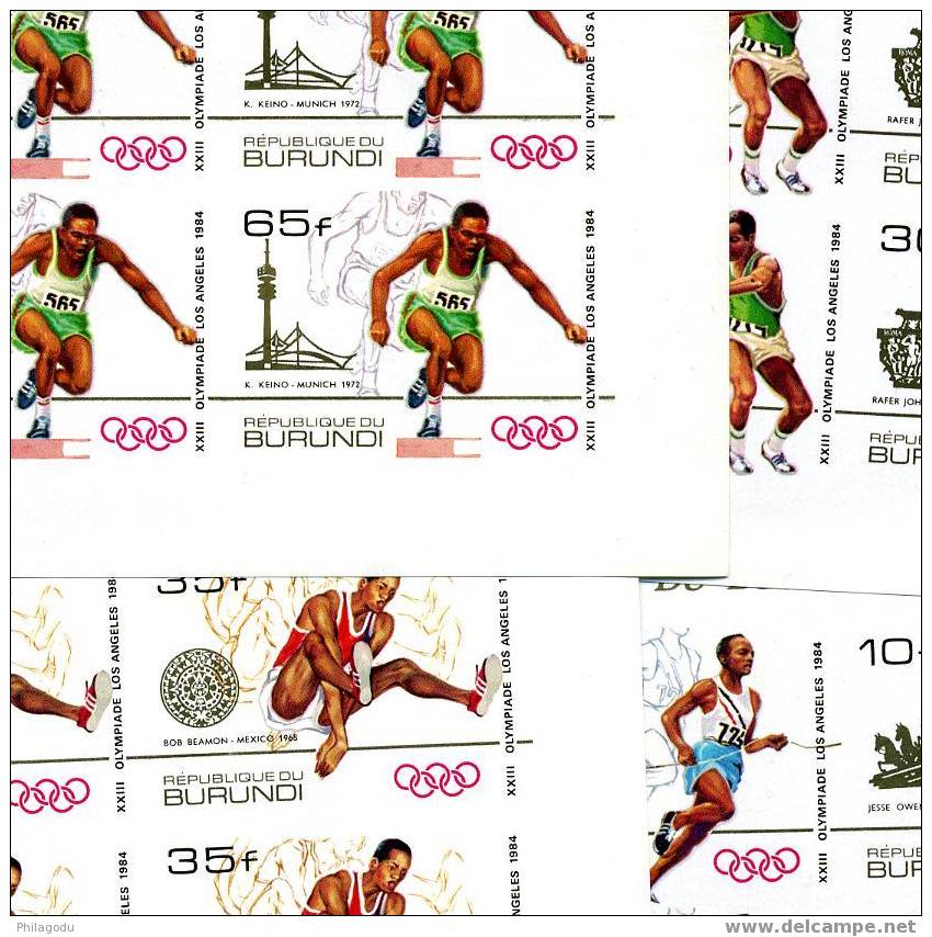 Les Médaillés Olympique BURUNDI NON DENTELES 1986  ++ Cote 300 E ++  Petite Feuille De 12 Ex  Superbe - Ete 1984: Los Angeles