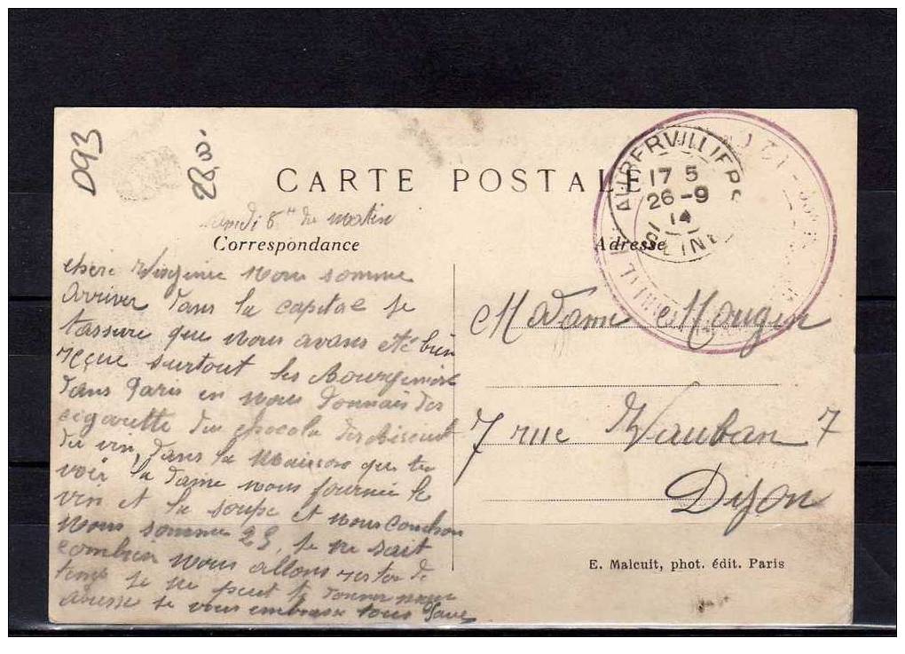 93 AUBERVILLIERS Rue Du Fort, Messageries Camionnage Déménagements L. Poisson, Animée, Ed EM, 1914 - Aubervilliers