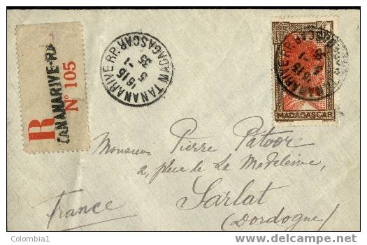 Madagascar Lettre  Reco De TANANARIVE Du 5 Janv 1935 - Brieven En Documenten