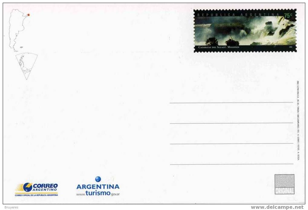 Entier Postal De 2002 D'Argentine Sur CP Illustrée + Timbre Correspondant "Chutes De Iguazu" - Entiers Postaux
