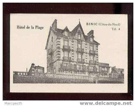 13301 Binic Hôtel De La Plage Tél.4  Dos Note, Belle Carte Beau Plan Impr.courtel - Binic