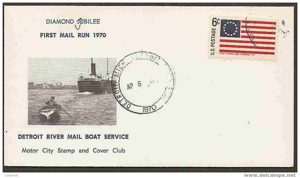 US - DETROIT RIVER MAIL BOAT SERVICE - FIRST MAIL RUN 1970 - VF COMM COVER - Maritime