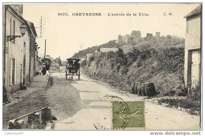 78 - YVELINES - CHEVREUSE - ENTREE De La VILLE - ATTELAGE CALECHE - TRES BELLE CARTE - EDIT. E.M. - Chevreuse