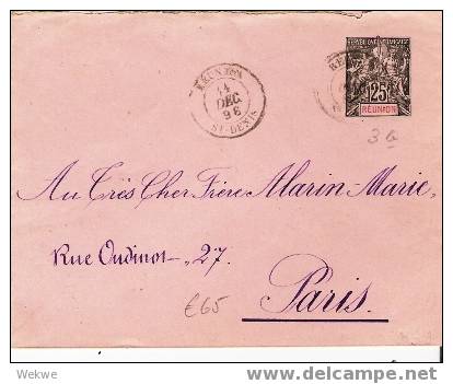 Faf069/  REUNION - Briefganzsache Nr. 3 B – 1896 – - Cartas & Documentos
