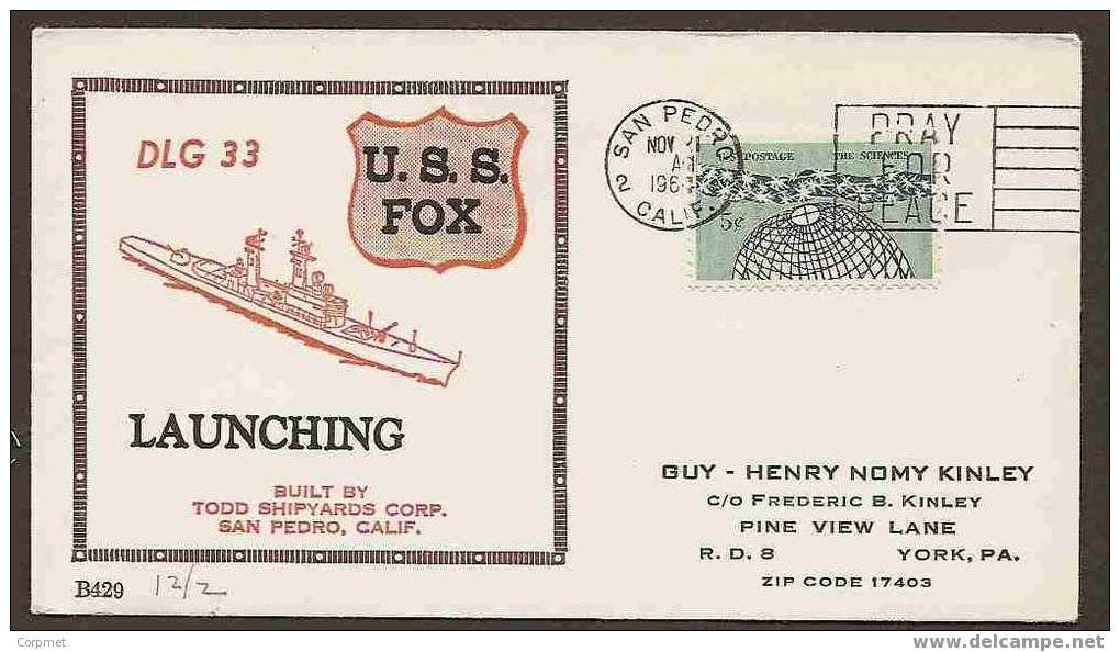 US - LAUNCHING OF U.S.S. FOX - BUILT BY TODD SHIPYARDS - SAN PEDRO - CA - VF COMM COVER - Maritime