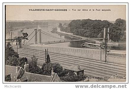 CPA 94 VILLENEUVE SAINT GEORGES - Vue Sur Ablon Et Le Pont Suspendu - Villeneuve Saint Georges