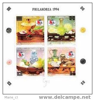 Superbe BF Neuf De 4 Timbres PHILAKOREA 1994 Nouv. Calédonie - Légumes