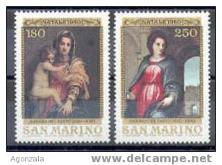 TIMBRES NOUVEAUX SAINT-MARIN SAN MARINO NOËL 1980 SÉRIE PEINTURE ANDREA DU SARTO ENREGISTRÉS VIERGE - Religie