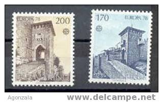 SERIE TIMBRES NOUVEAUX SAINT-MARIN SAN MARINO  1978 EUROPE EUROPA CEPT CHATEAUX - 1978