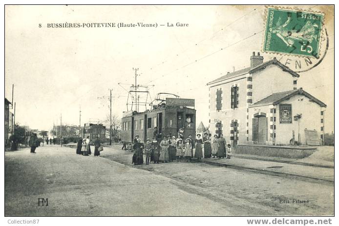 87 - HAUTE VIENNE - BUSSIERE POITEVINE - LA GARE Du TRAMWAY - TRES BELLE CARTE - EDITEUR PM De CREUSE N° 8 - Bussiere Poitevine