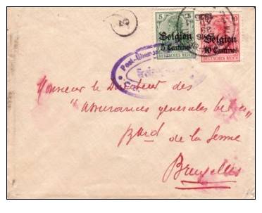 BELGIUM USED COVER OCCUPATION CANCELED BAR - OC1/25 Generalgouvernement 