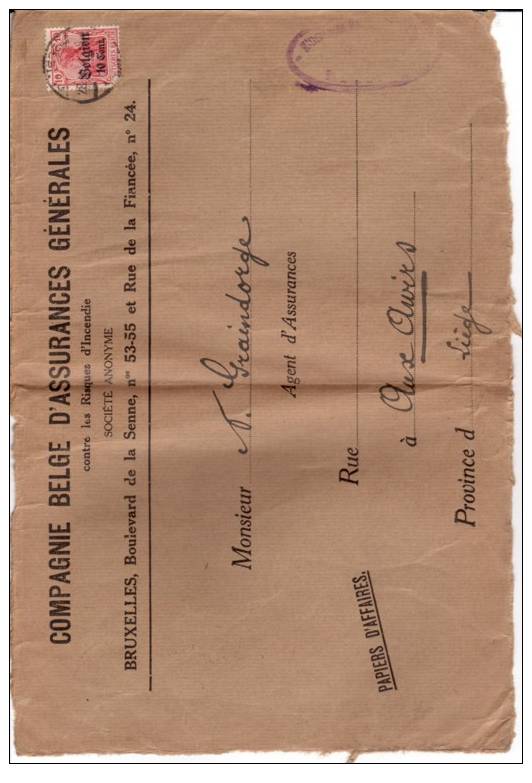 BELGIUM USED COVER OCCUPATION CANCELED BAR ENGIS - OC1/25 Gobierno General